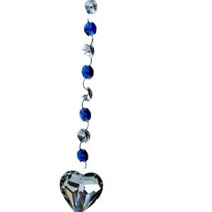 Handcrafted Faceted Glass Crystal Heart Sun Catcher